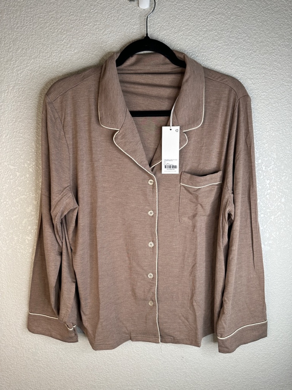Cozy Earth Women's Bamboo Stretch Knit Classic Long Sleeve Pajama Top Walnut - Picture 2 of 11